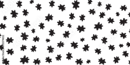 Whimsical Black Starbursts Scattered Across a Clean White Background, Abstract Design