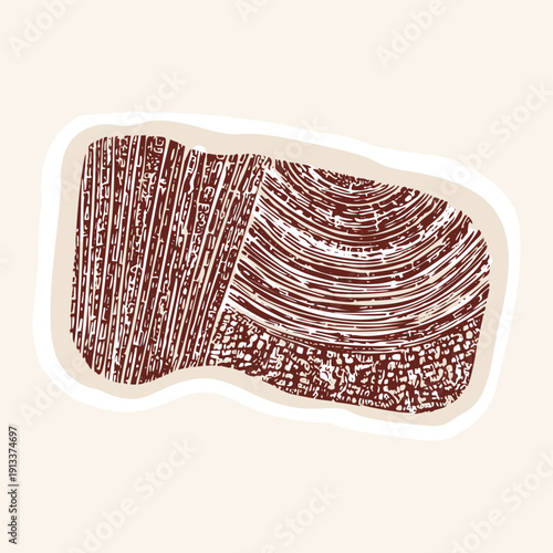 Organic abstract hand drawn textured effect accent illustration. Isolated flat vector motif with grunge broken scratched flecked texture design for quirky urban modern stylised sticker icon element