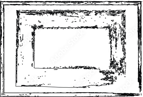 A black and white sketch of a square frame with a smaller square frame inside