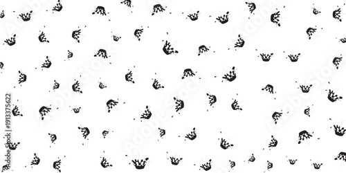 Black and white scattered stylized bird icons on a clean background