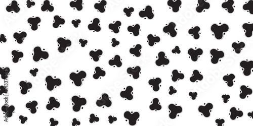 Black and white abstract pattern of clover shapes on a white background
