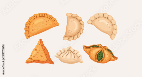 Assorted Dumplings Empanadas Pierogi Samosa and More.