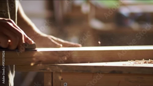 Close-up, Hands stacking wooden strategy blocks, sharp focus on the wood grain.