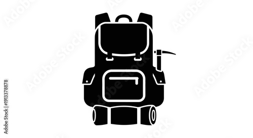 Backpack with Pockets and Straps Illustration.