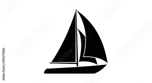 Sailboat Silhouette Graphic Illustration Design Element.