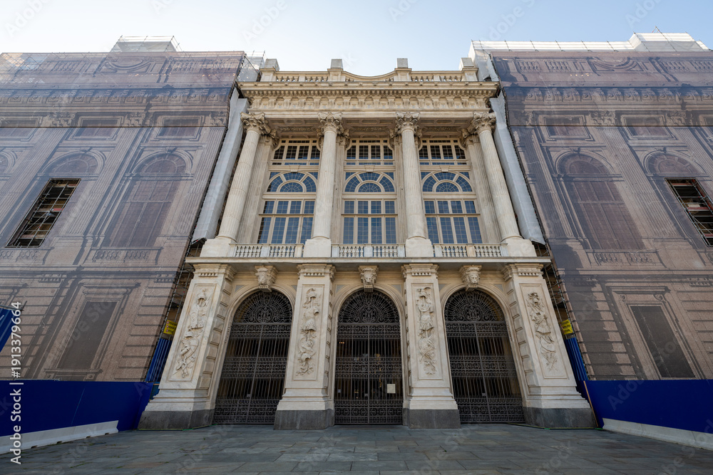 Obraz premium Palazzo Madama facade under restoration - Turin, Italy