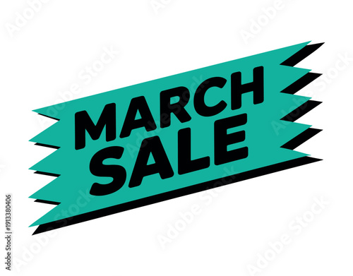 A teal banner with black text advertising a March sale