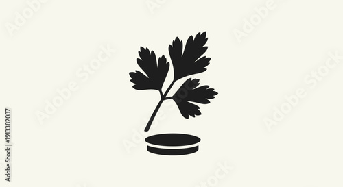 Parsley Plant Silhouette in Pot Illustration.