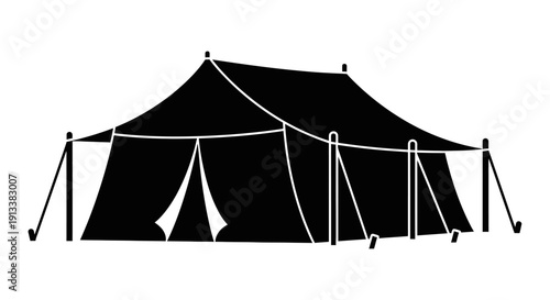 Black Canvas Tent with Rope Details.
