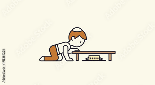 Person Praying on Hands and Knees.