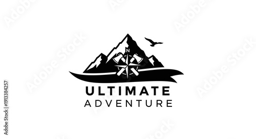 Ultimate Adventure Logo Design with Mountains.