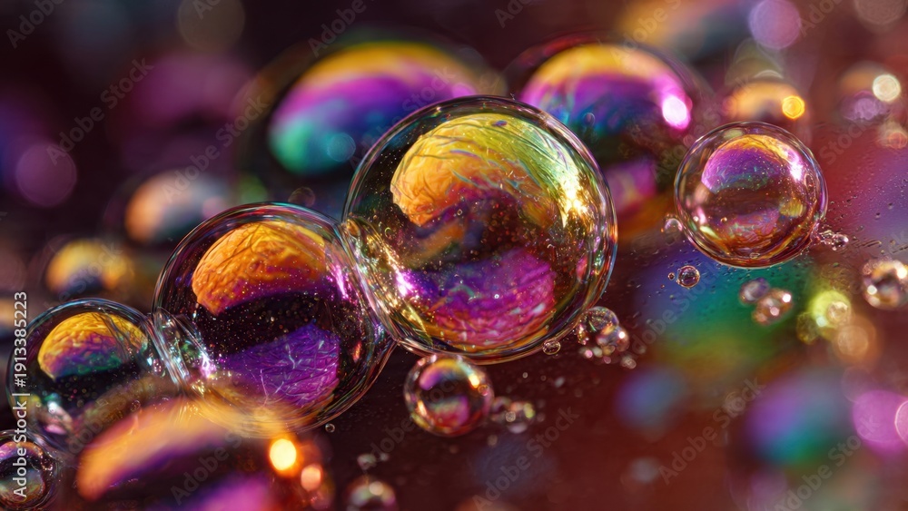 Naklejka premium Brain reflections in soap bubbles
