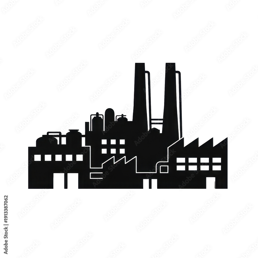 Obraz premium Factory Silhouette Industrial Plant