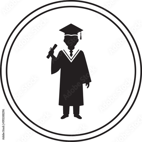 Silhouette of a graduating student walking forward with flowing robe, representing progress and the transition to a new chapter.