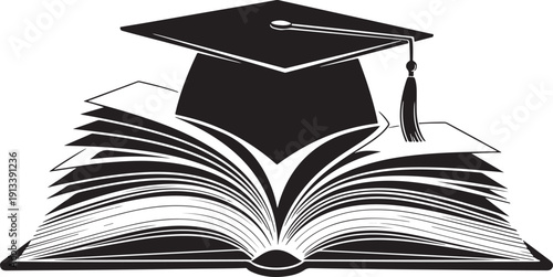 Silhouette of a graduate in a cap and gown climbing a broomstick like a pole, representing a unique or unconventional path to success.