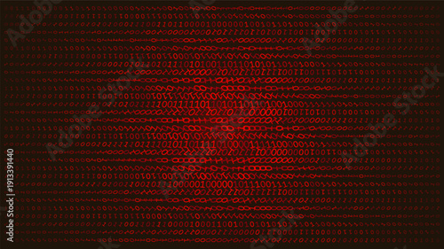 Crimson Pulse - Cyberpunk Binary Matrix with Radial Distortion Core