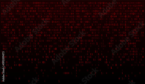 Data Erosion - Scattered Red Binary Fragments in a Dark Cyberpunk Void