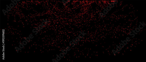 Crimson Binary Horizon - Panoramic Cyberpunk Data Flow and Surveillance Void