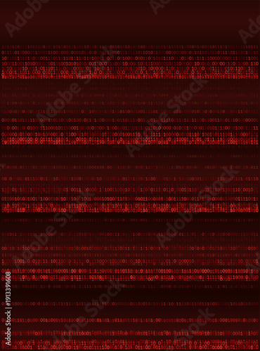 Crimson Data Monolith - Vertical Cybersecurity Breach and Red Binary Surveillance Stream