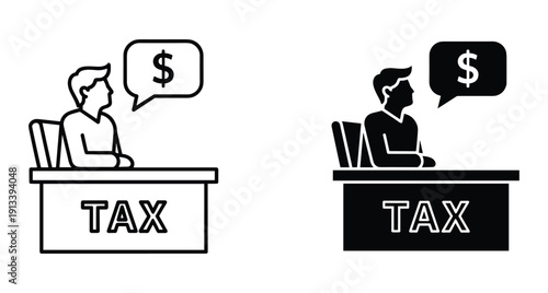 Professional accountant at tax office desk discussing financial payments and money management services
