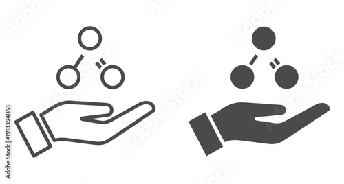 Human hand supporting digital network nodes representing connectivity collaboration and information technology infrastructure systems