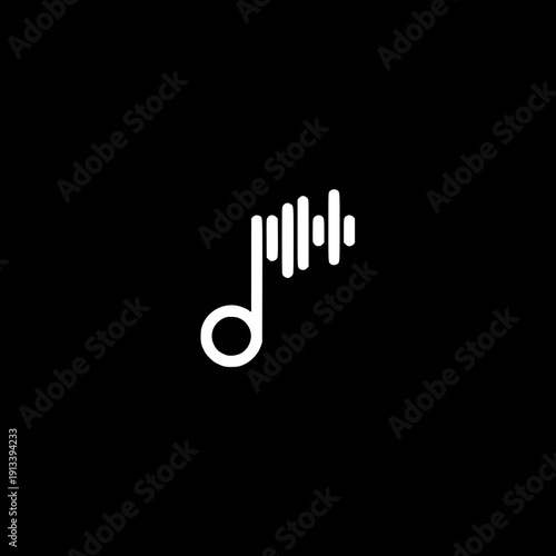 Modern audio signal equalizer symbol, monochrome black stacked bars in multiple heights, clean minimal vector design.