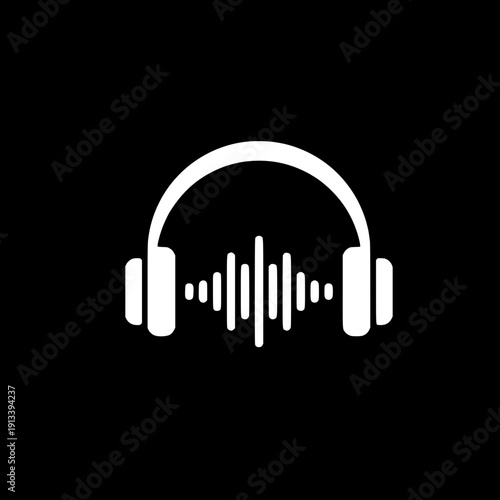 Modern audio signal equalizer symbol, monochrome black stacked bars in multiple heights, clean minimal vector design.