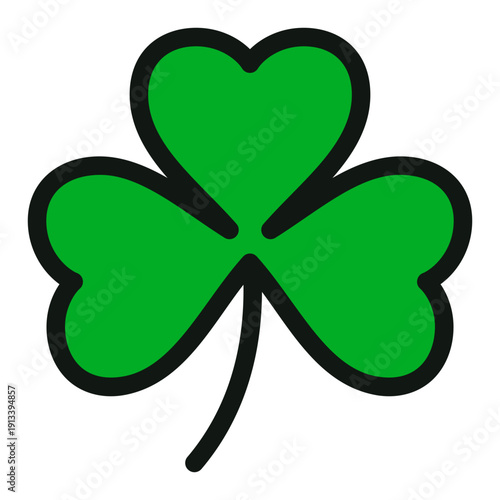 Shamrock icon, St. Patrick's Day symbol, vector illustration of three leaf clover isolated on white