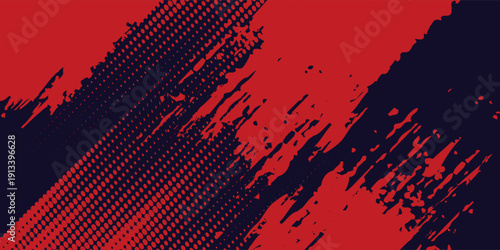 Halftone dots red and blue color pattern gradient grunge texture background. Dot pop art comic sport style