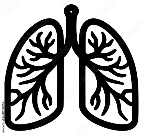 Lungs bronchial tree medical icon black