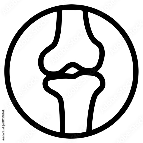 Knee joint anatomy black white illustration