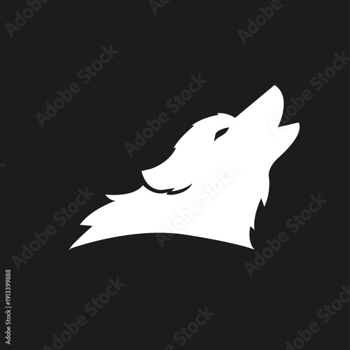 Howling Wolf Head Silhouette Icon - Minimalist Vector Design