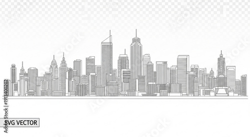 Wallpaper Mural A minimalist vector illustration of a city skyline with skyscrapers and buildings Torontodigital.ca
