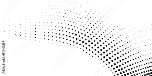 Black abstract square perspective wave background, geometric pixel halftone pattern, modern minimal digital vector illustration