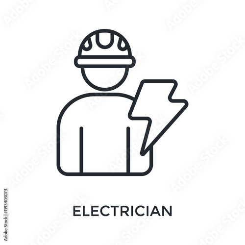 Electrician Icon Outline Style. Vector Illustration For Graphic Design