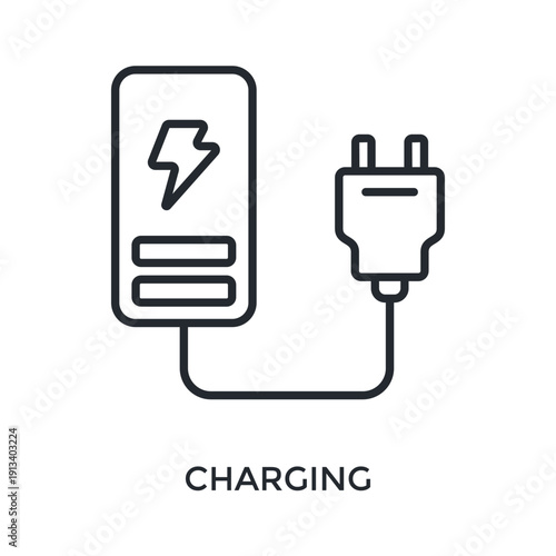 Charging Icon Outline Style. Vector Illustration For Graphic Design