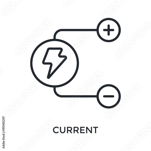 Current Icon Outline Style. Vector Illustration For Graphic Design
