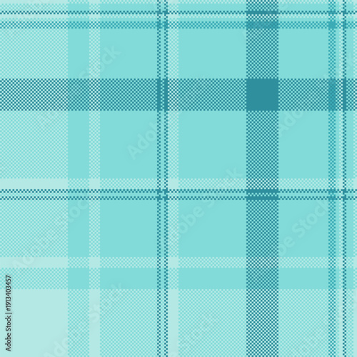 Gift paper fabric seamless pattern, dye tartan texture background. Folded plaid check textile vector in teal and light colors.