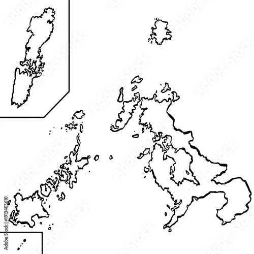 長崎県地図 筆タッチ 和風 九州 西日本 / A brushstroke map of Nagasaki Prefecture