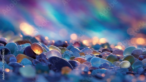 Colorful Glass Sea Rocks on Beach