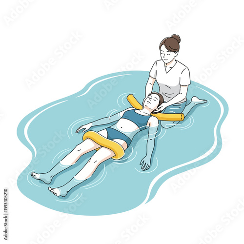 Therapist performing watsu aquatic therapy on a woman for deep relaxation and healing in water