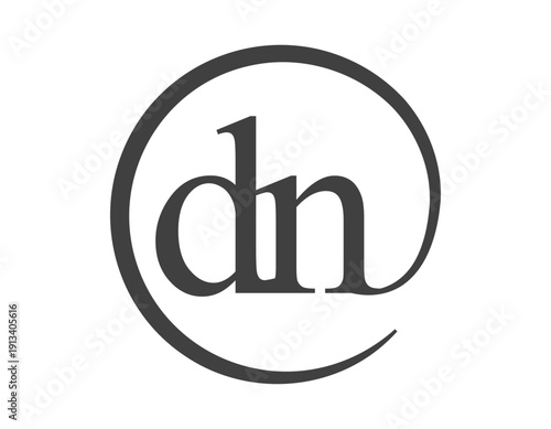 DN logo from two letter with circle shape email sign style. D and N round logotype of business company