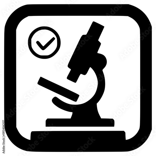 Microscope check mark medical lab icon