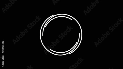 Minimalist White Circular Loading Spinner Animation on Black Background. Modern Abstract Loop for Technology & Progress