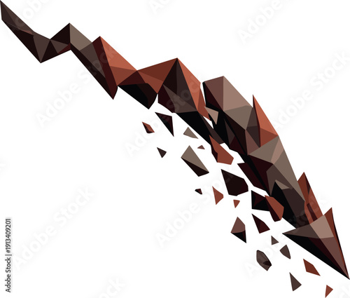 Market Crash Vector. Low-poly vector illustration of a dramatic market crash fall, clear literal depiction of collapsing financial