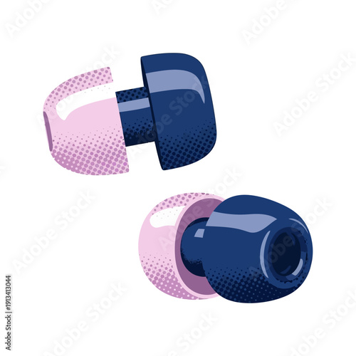 Vector Illustration of Sensory Calming Earplugs, Designed for Auditory Comfort and Focus, Providing Gentle Noise Reduction for Peaceful Environments and Stress Relief
