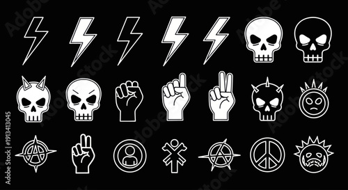 Collection of Rock and Roll Symbols and Icons.