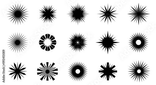 Collection of Starburst and Sunburst Graphic Elements.