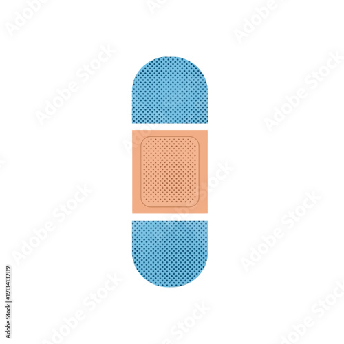 Vector illustration of a modern medical adhesive bandage, vital for first aid, wound protection, and minor injury care. A clean graphic representing health, safety, and well-being concepts
