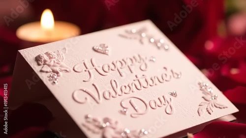 Wallpaper Mural Romantic Valentines Day Card with Candle and Rose Petals. Torontodigital.ca